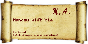 Mancsu Alícia névjegykártya